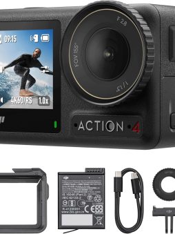 DJI Osmo Action 4 Essential Combo, 4K/120fps Waterproof Action Camera with a 1/1.3-Inch Sensor, Stunning Low-Light Imaging,10-bit & D-Log M Color Performance, Long-Lasting 160 Mins, Outdoor Camera